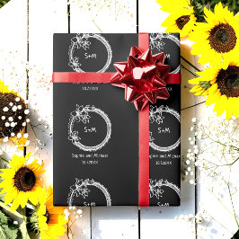 Black White Bröllop Monogram Presentpapper