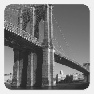 Black & White Brooklyn Bridge Fyrkantigt Klistermärke