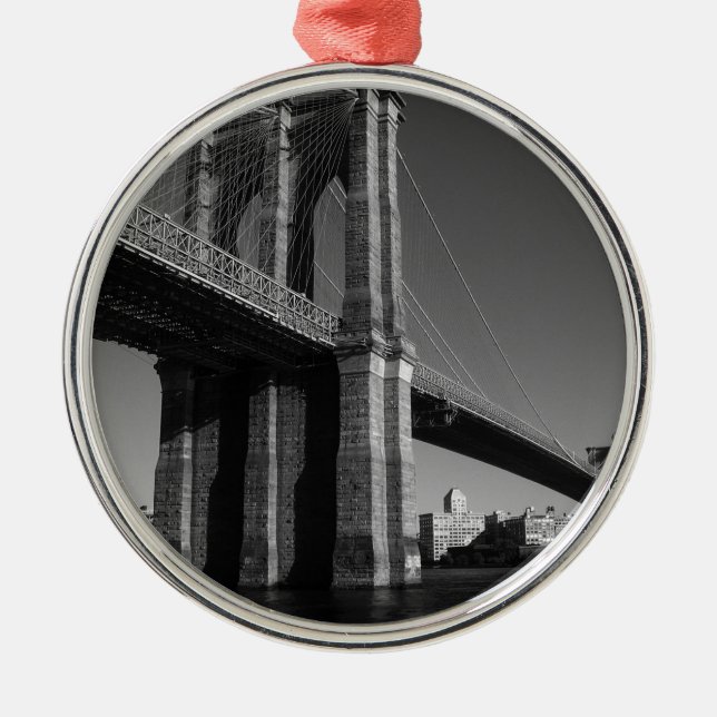 Black & White Brooklyn Bridge Julgransprydnad Metall (Framsidan)