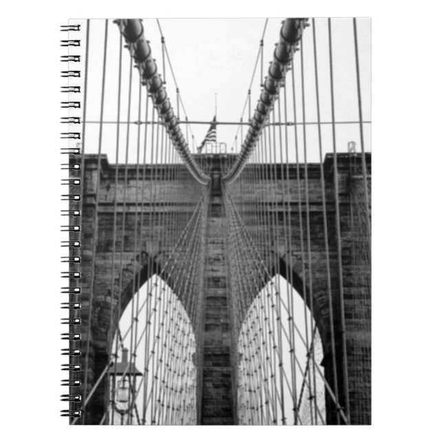 Black White Brooklyn Bridge New York Anteckningsbok (Framsidan)