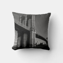 Black & White Brooklyn Bridge New York City Pillow