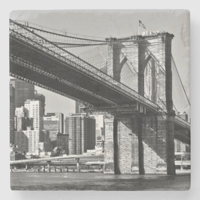 Black & White Brooklyn Bridge New York City Stenunderlägg (Framsidan)