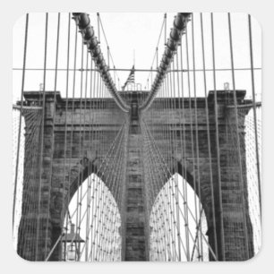 Black White Brooklyn Bridge New York Fyrkantigt Klistermärke
