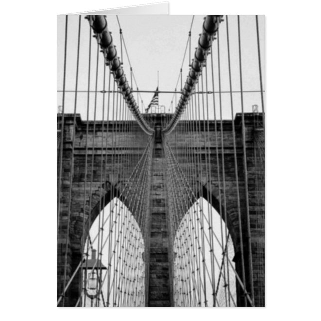 Black White Brooklyn Bridge New York Hälsningskort (Framsidan)