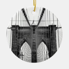 Black White Brooklyn Bridge New York Julgransprydnad Keramik