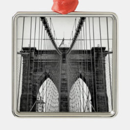 Black White Brooklyn Bridge New York Julgransprydnad Metall