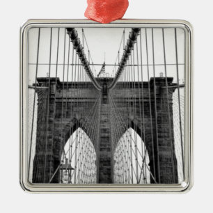 Black White Brooklyn Bridge New York Julgransprydnad Metall