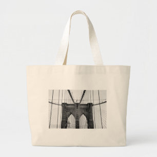 Black White Brooklyn Bridge New York Jumbo Tygkasse