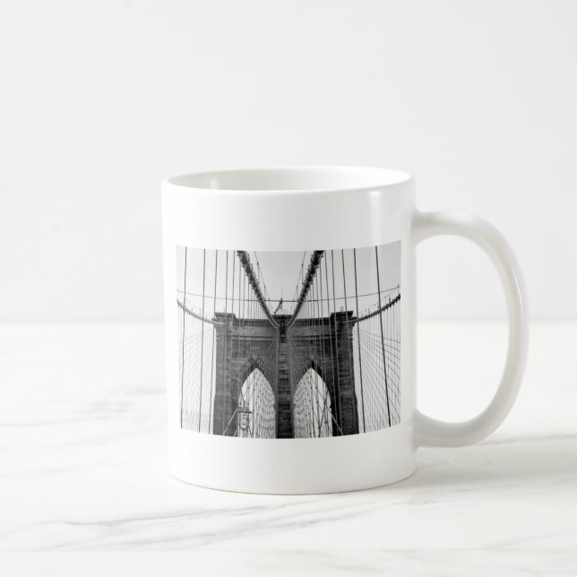 Black White Brooklyn Bridge New York Kaffemugg (Höger)
