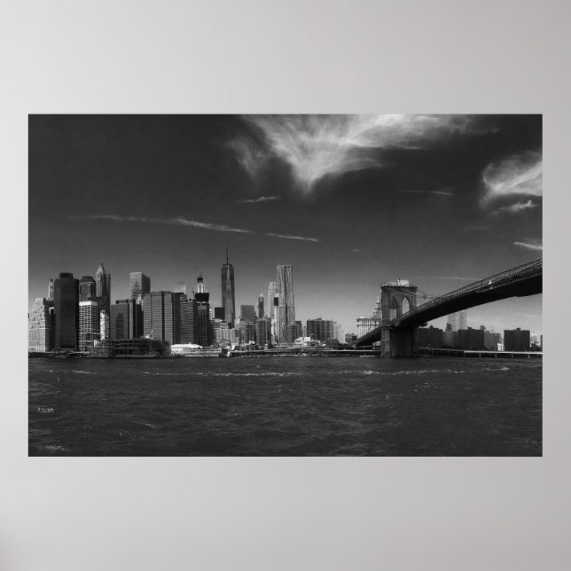 Black White Brooklyn Bridge New York Poster (Framsidan)