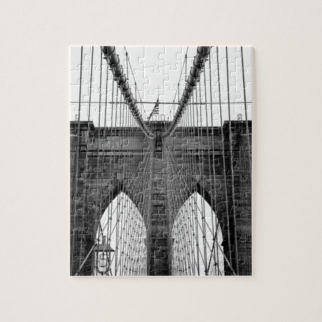 Black White Brooklyn Bridge New York Pussel (Vertikal)