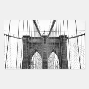 Black White Brooklyn Bridge New York Rektangulärt Klistermärke