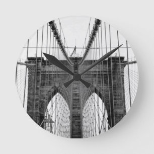 Black White Brooklyn Bridge New York Rund Klocka