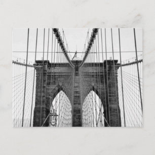 Black White Brooklyn Bridge New York Vykort