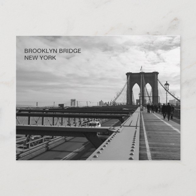 Black White Brooklyn Bridge - NY New York nr 1 Vykort (Framsida)