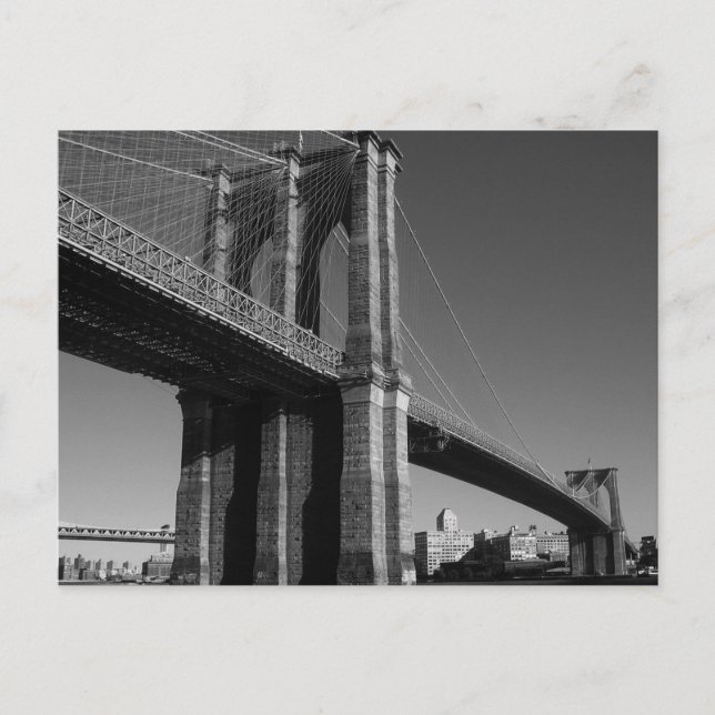 Black & White Brooklyn Bridge Vykort (Framsida)