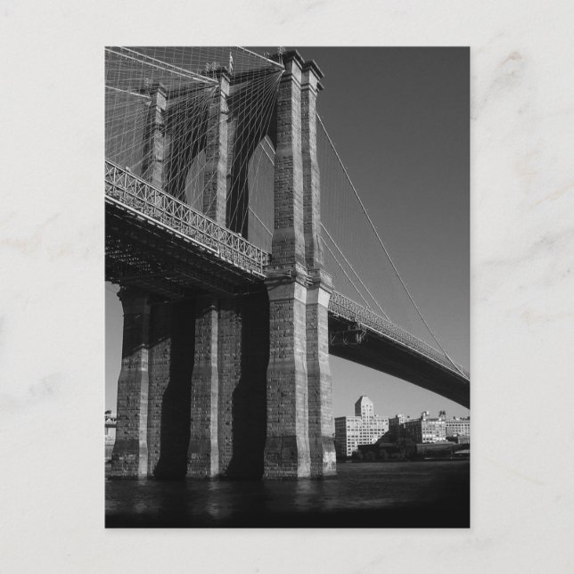 Black & White Brooklyn Bridge Vykort (Framsida)