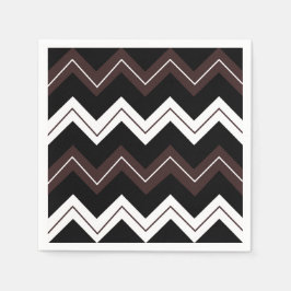 Black White Brown Chevron Rand Pappersservett