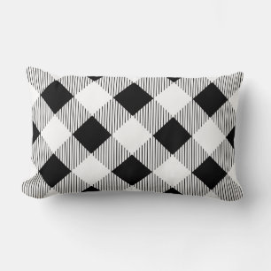Black White Buffalo Check Lumbar Dekorativ kudde