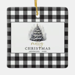 Black White Buffalo Check Play God jul Julgransprydnad Keramik