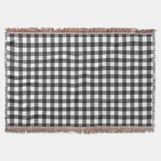 Black White Buffalo Gingham Check Play Helgdag Filt (Framsidan)