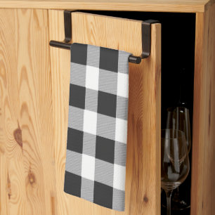 Black White Buffalo Gingham Check Play Helgdag K Kökshandduk