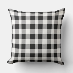 Black White Buffalo Gingham Check Play Helgdag Kudde