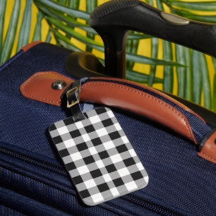Black White Buffalo Gingham Check Play Helgdag L Bagagebricka