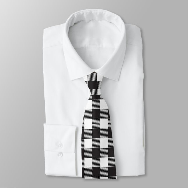 Black White Buffalo Gingham Check Play Helgdag Slips (Bunden)