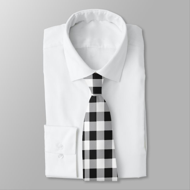 Black White Buffalo Gingham Check Play Helgdag Slips (Bunden)