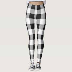 Black White Buffalo Gingham Check Play Helgdag Th Leggings