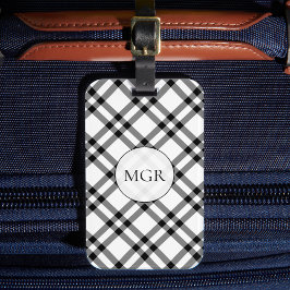 Black & White Buffalo Plaid Bagagebricka