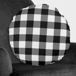Black White Buffalo Play Farmhouse Decor Rund Kudde
