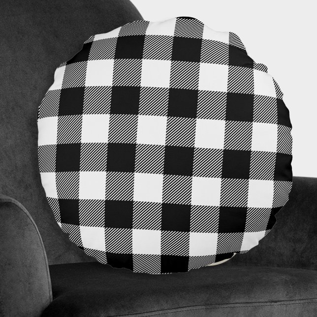 Black White Buffalo Play Farmhouse Decor Rund Kudde (Skapare uppladdad)