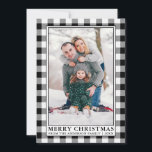 Black White Buffalo Play God jul Julkort<br><div class="desc">Modern Trendig Rustic Black & White Buffalo Play-familjens fotokort för God jul Helgdag</div>