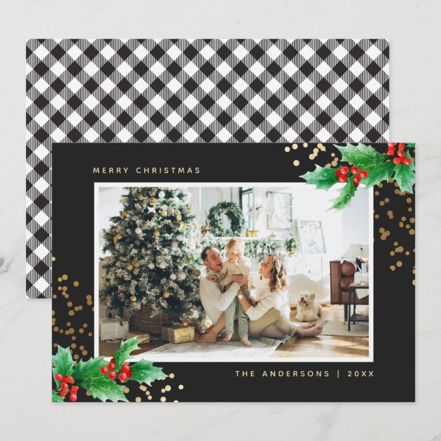 Black White Buffalo Play Holly Photo jul Julkort (Fram/baksida)