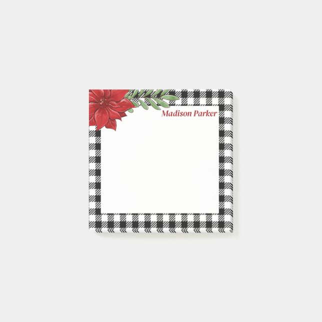 Black&White Buffalo Play Poinsettia Post-it Block (Framsida)