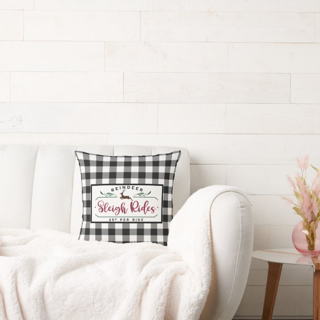 Black White Buffalo Play - Reindeer Sleigh Ride Kudde (Soffa)