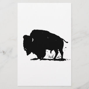Black & White Buffalo Silhouette Brevpapper