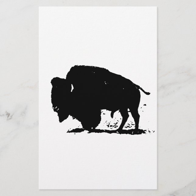 Black & White Buffalo Silhouette Brevpapper (Framsida)