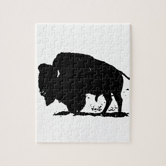 Black & White Buffalo Silhouette Pussel (Vertikal)