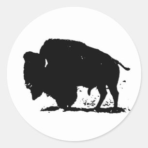 Black & White Buffalo Silhouette Runt Klistermärke