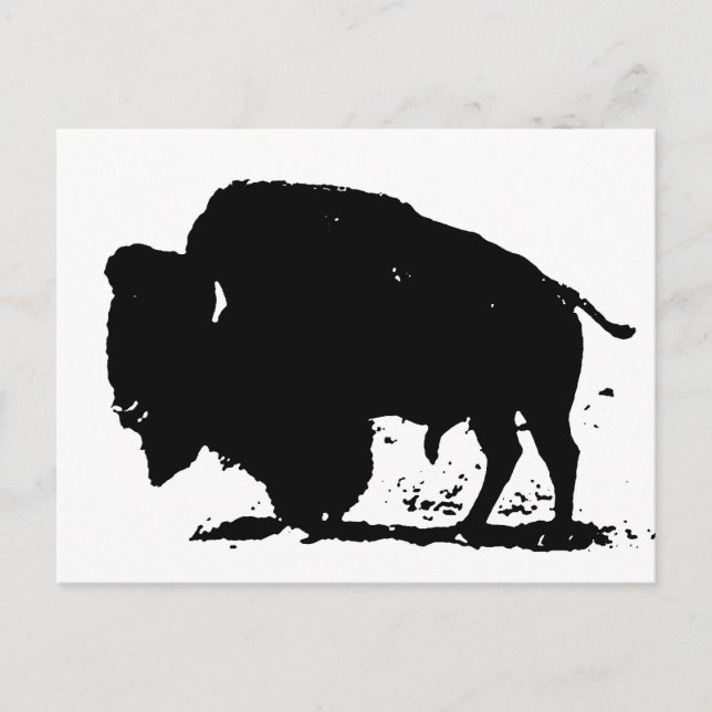 Black & White Buffalo Silhouette Vykort (Framsida)