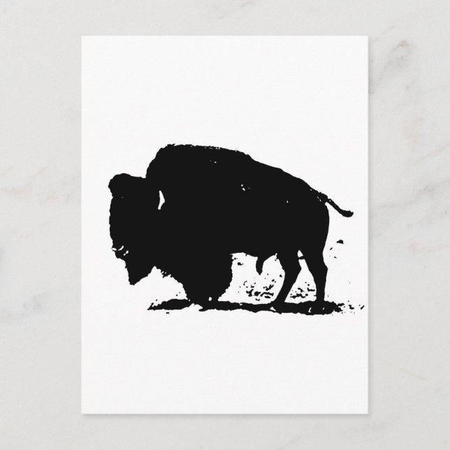 Black & White Buffalo Silhouette Vykort (Framsida)