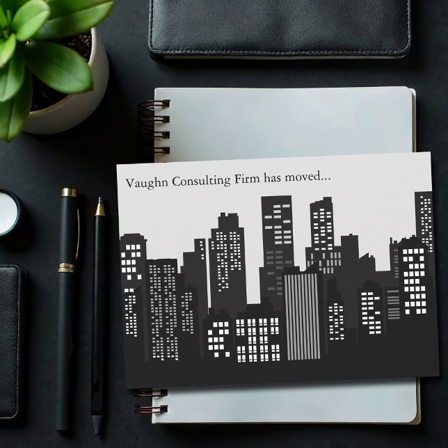 Black White Building Skyline Business Moving Meddelande (Skapare uppladdad)