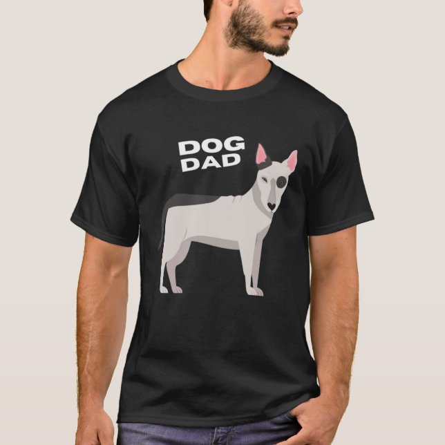 Black & White Bull Terrier Dog Dad T Shirt (Framsida)