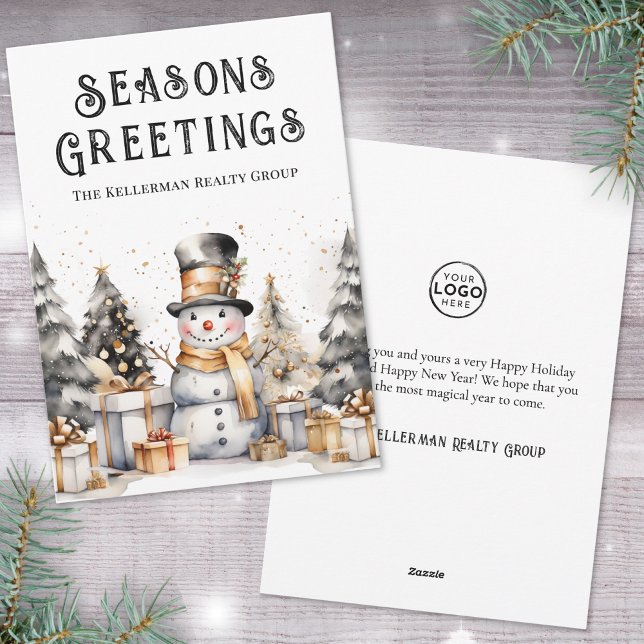 Black White Business Christmas Julkort (Black White Winter Business Christmas Holiday Card)