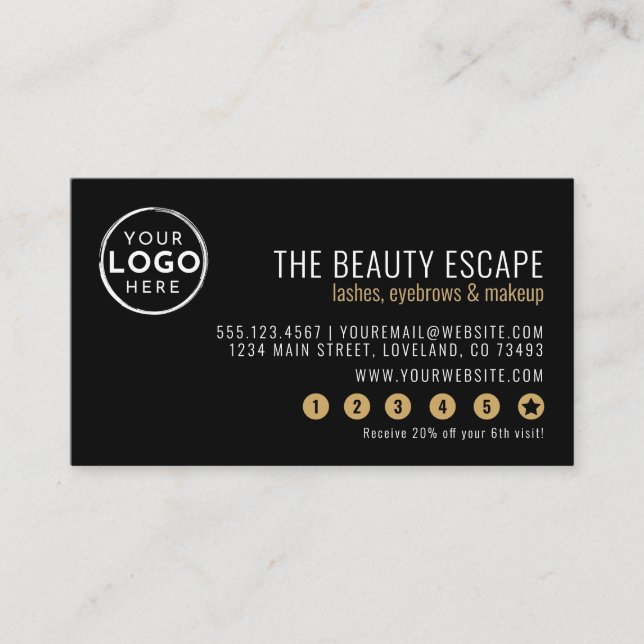 Black White Business Logo Loyalty Card Lojalitetskort (Framsida)