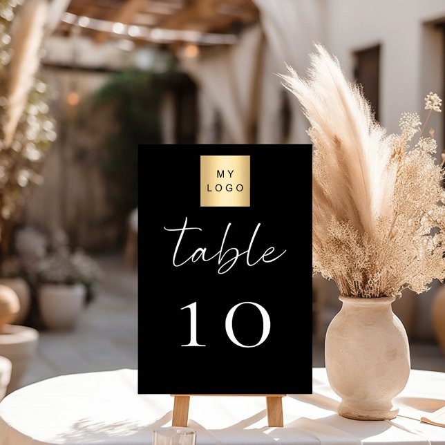 Black white business logo table number bordsnummer (Skapare uppladdad)