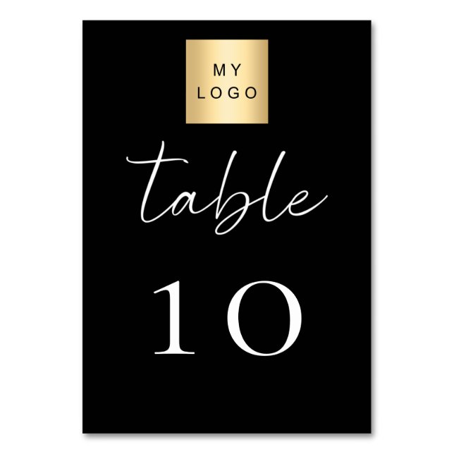 Black white business logo table number bordsnummer (Framsidan)